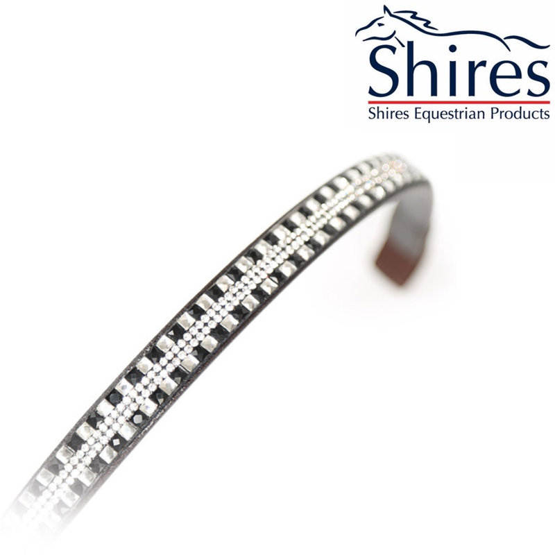 Shires Aviemore Fine Square Diamante Browband - Havana 